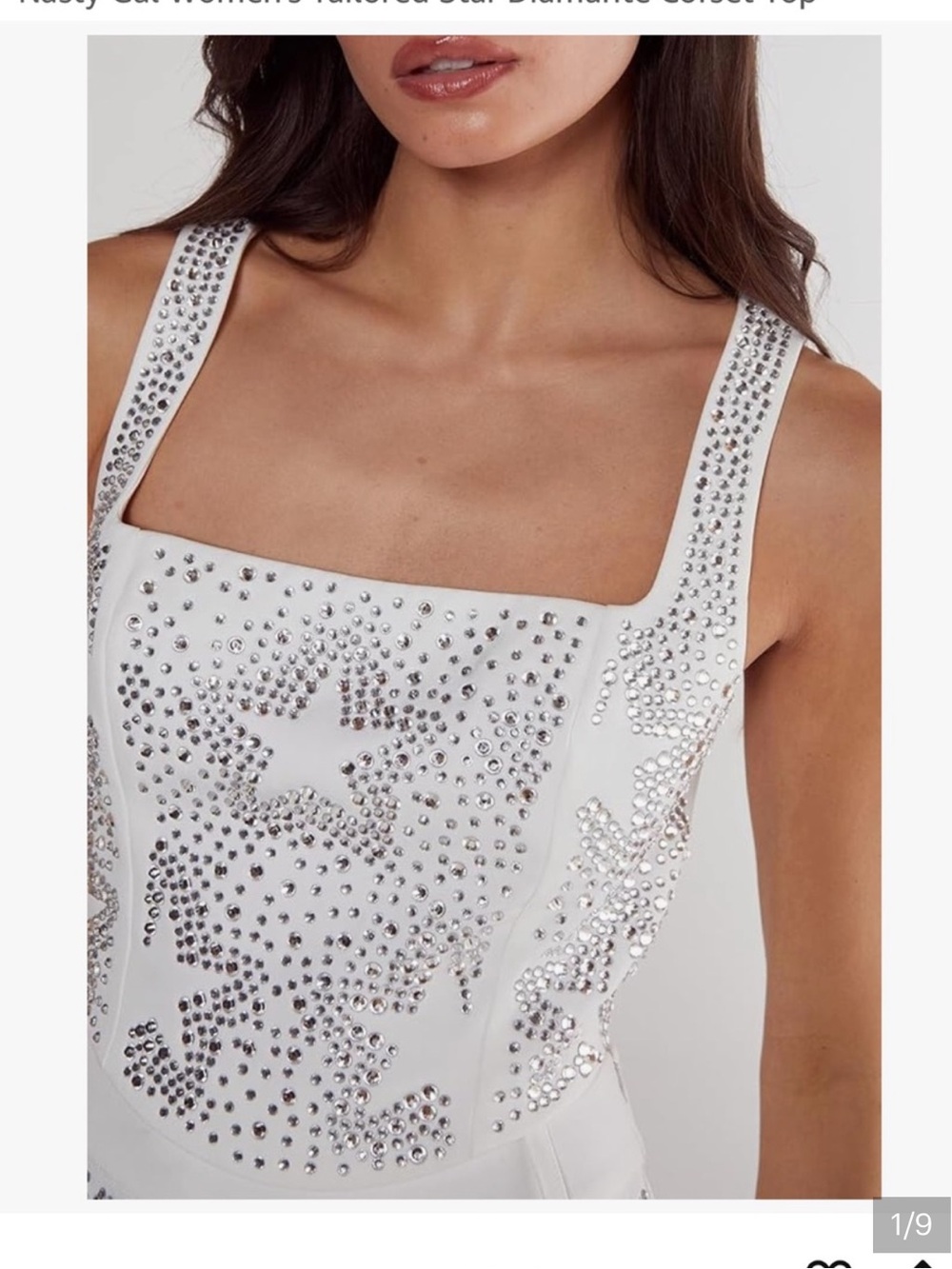 Nasty Gal White Diamante Star Embellished Tank